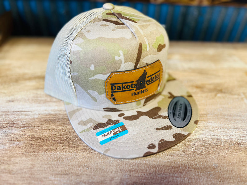 DPH YP Leather Patch Multi Camo / Tan Snapback Trucker Hat