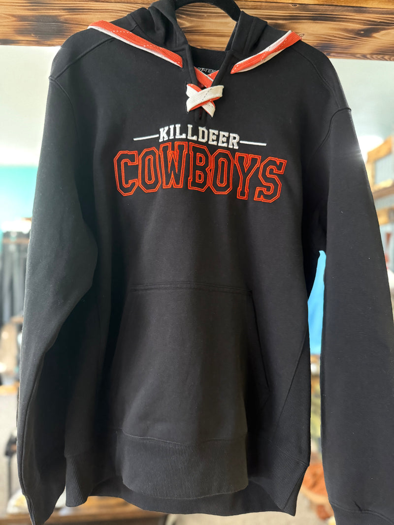 Killdeer Cowboys Embroidered Hockey Style Hoodie