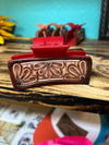 Genuine Tooled Leather Claw Clips