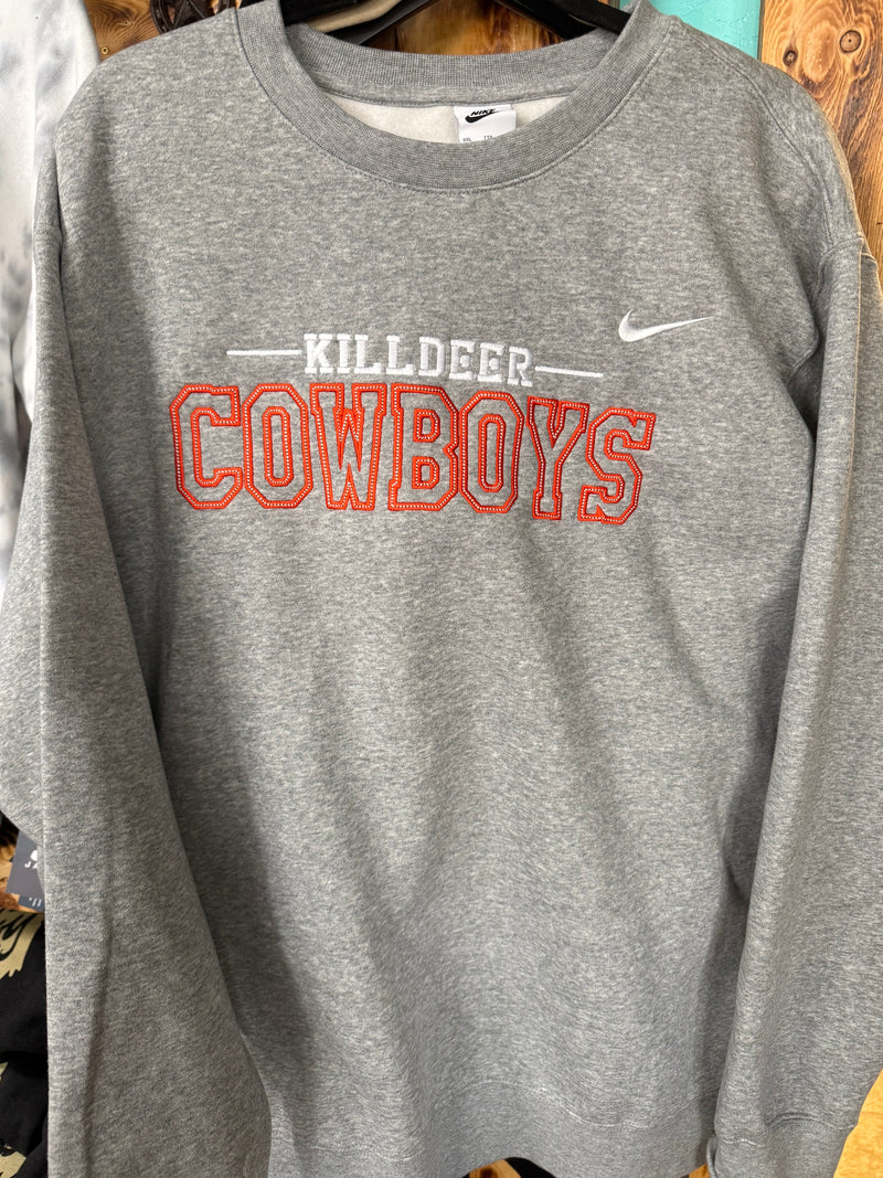 Killdeer Cowboys Embroidered Nike Crew Neck