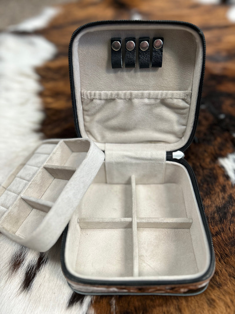 Small Tooled Cowhide Jewelry Case