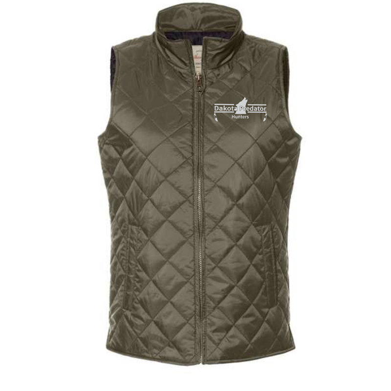 DPH Women's Vintage Diamond Quilted Vest Embroidered