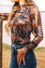 Kickin' It Western Double Layered Mesh Long Sleeve