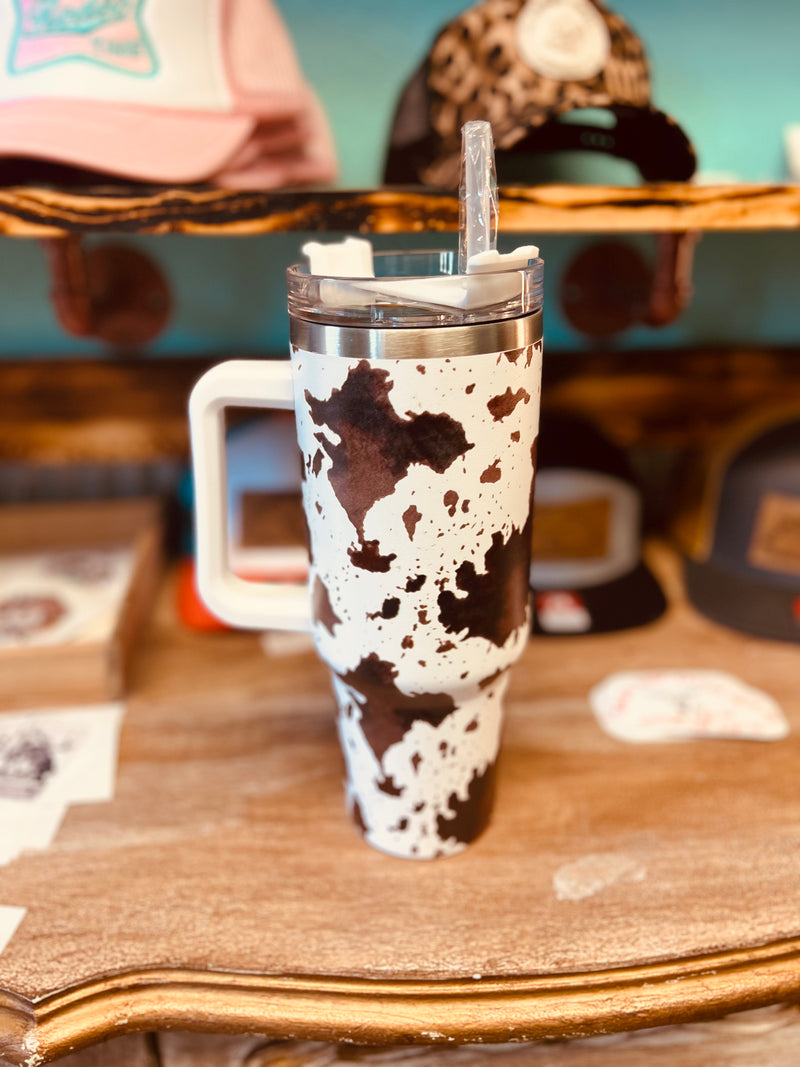 Dupe Cow Print Handle Cup