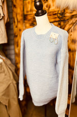 Baby Blue Chunky Ribbed Knit Sweater