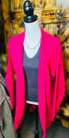 Hot Pink Cable Knit Open Cardigan