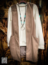Aroura Long Felted Vest w/ Pockets - Mocha