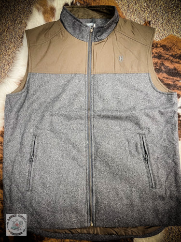 Heybo Waxed Wool Vest- Charcoal/Brown
