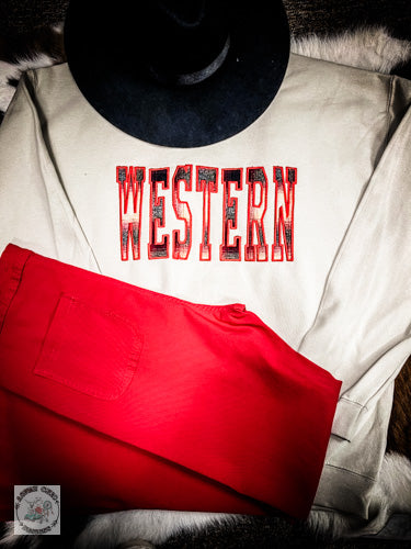 Embroidered "Western" Sweatshirt