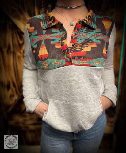 Aztec 1/4 Button Sweatshirt
