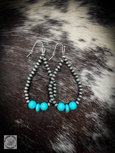 Faux Pearl and Turquoise Earrings