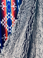 Vibrant Faux Fur Navy Southwest Aztec Blanket - Adult