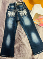 Girls Denim Jeans Bling Pockets 4-14
