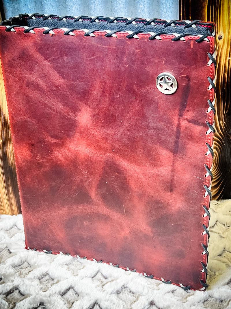 Portfolio/Binder Red Distressed Leather 1098