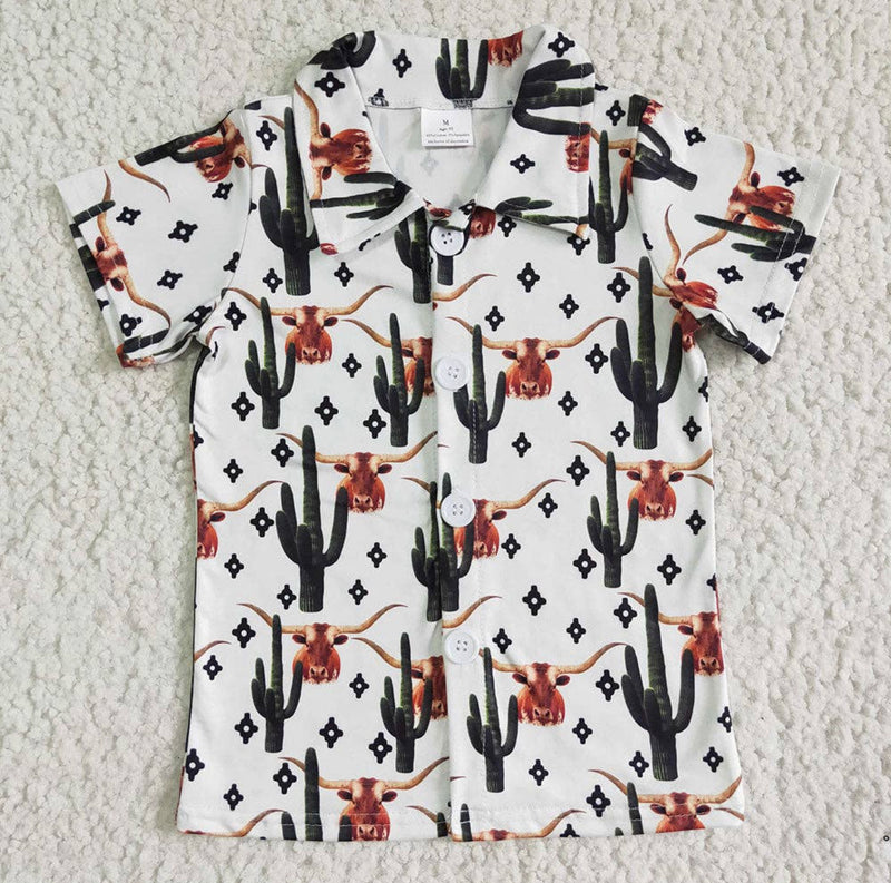 Boys Cactus Longhorn Button Shirt