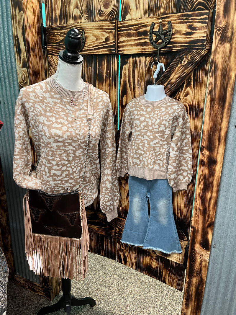 Kaylee Littles/Tween Leopard Bubble Sleeve Sweater (Mommy & Me Available)