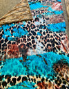 Leopard turquoise adult minky