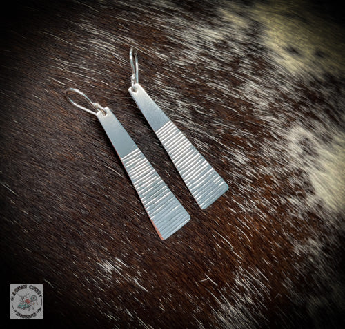 Sterling Silver Slab Striped Earrings