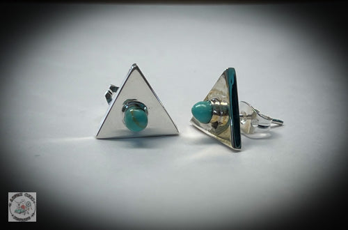 Sterling Silver Triangle Turquoise Studs